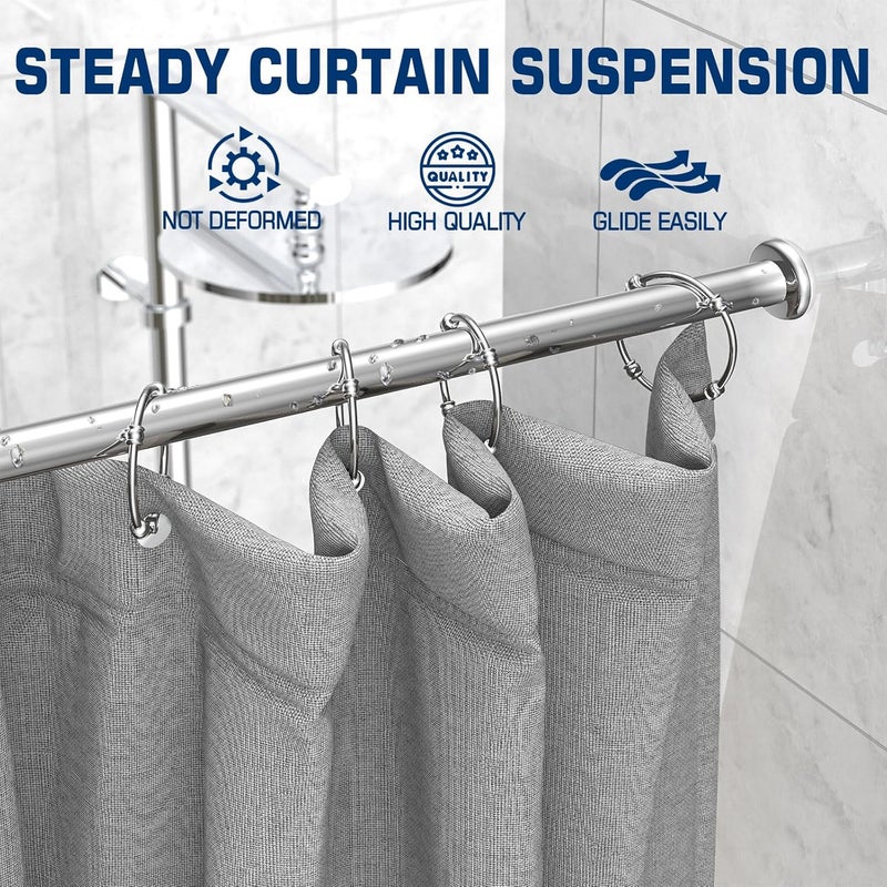 SSTOOHL Shower Curtain Rings,12 Pack Round Shower Curtain Hooks for Bathroom Glide Smoothly Rustproof Metal Shower Hooks for Shower Curtain Rod,Snap Joint Design, Zinc Alloy, Nickel - Image 2